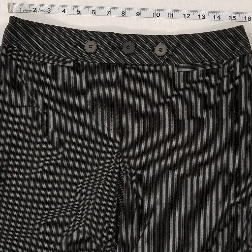 Ann Taylor Loft Julie Trouser Dress Pants Womens Size 6 Pinstripe Wide Leg Black - Picture 9 of 15